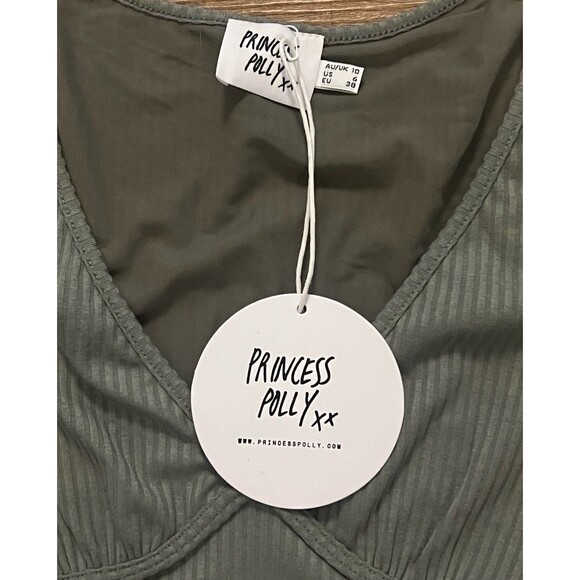 Princess Polly Indiana Sage green khaki mini dress - Picture 3 of 3